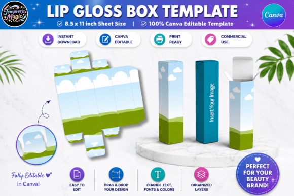 Download Lip Gloss Box Canva Editable Template - Editable template Collection